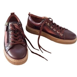 Pikolinos Cantabria Leather Metallic Side Zip Platform Sneakers Womens 39 US 8.5